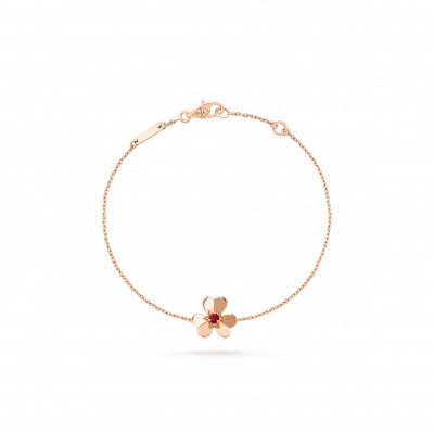 VAN CLEEF ARPELS FRIVOLE BRACELET, MINI MODEL - ROSE GOLD, RUBY  VCARP7S900
